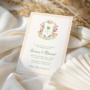 Invitation Fête de fiançailles tropicale sur la plage avec mo