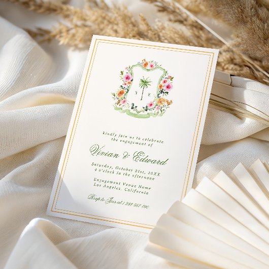 Invitation Fête de fiançailles tropicale sur la plage avec mo