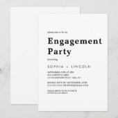 Invitation Fête de fiançailles typographie noire moderne (Devant / Derrière)