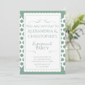 Invitation Fête de Fiançailles Vert et Blanc à Points (Debout devant)