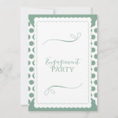 Invitation Fête de Fiançailles Vert et Blanc à Points (Dos)