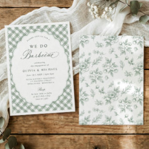 Invitation Fête de fiançailles Vintage Sage Green We Do BBQ