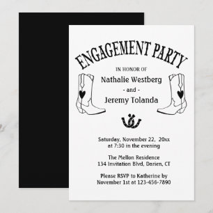 Invitation Fête de Fiançailles Western Cowboy Boot Country No