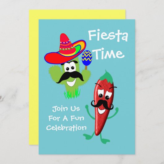 Invitation Fête de Fiesta à l'ambiance mexicaine (Devant / Derrière)