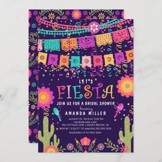 Invitation Fête de Fiesta | Fête des mariées (Devant / Derrière)