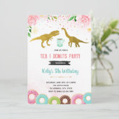Invitation Fête de fille au donut Tea rex (Debout devant)