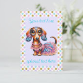Invitation Fête de fille Dachshund texturée (Debout devant)