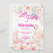 Invitation Fête de fille d'été à l'aquarelle (Devant)