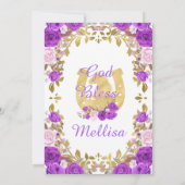 Invitation Fête de Fille Florale Rose violette (Dos)