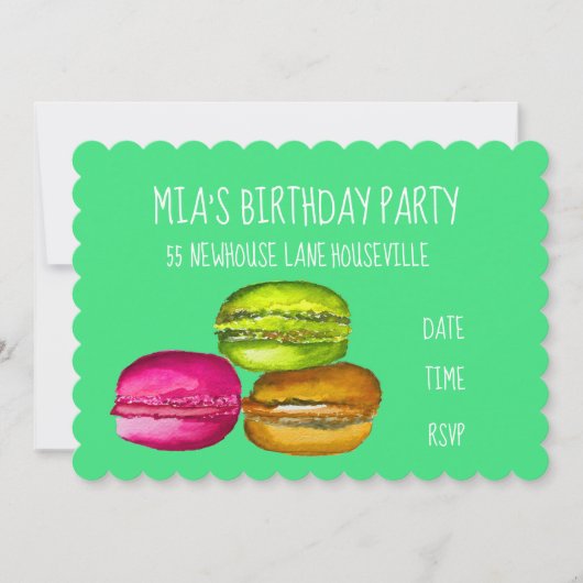 Invitation Fête de fille mignonne fête d'anniversaire de maca (Devant)