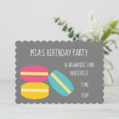 Invitation Fête de fille mignonne fête d'anniversaire de maca (Debout devant)