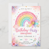 Invitation Fête de fille pastel aquarelle (Devant)