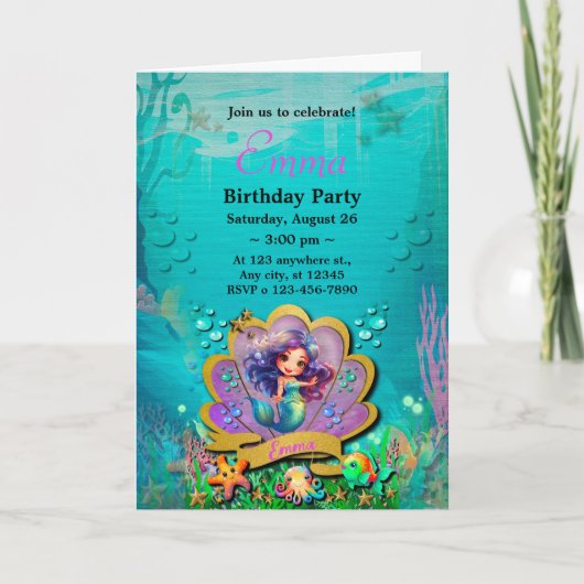 Invitation Fête de fille pour l'anniversaire de la Petite Sir (Devant)