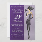 Invitation Fête de fille pour son 21e anniversaire - Violet (Devant)