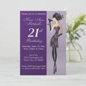 Invitation Fête de fille pour son 21e anniversaire - Violet (Debout devant)