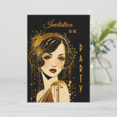 Invitation Fête de filles Art déco (Debout devant)