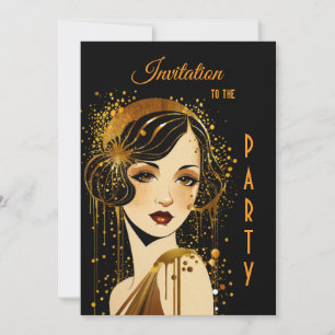 Invitation Fête de filles Art déco