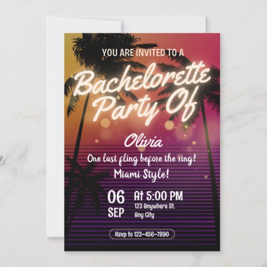 Invitation Fête de Filles de Bachelorette de Weekend d'Été à (Devant)