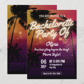 Invitation Fête de Filles de Bachelorette de Weekend d'Été à (Devant / Derrière)
