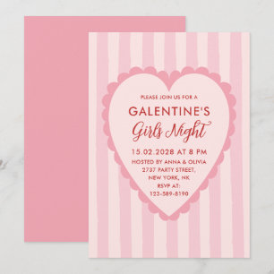 Invitation Fête de filles de la Saint-Valentin rouge rose des