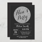 Invitation Fête de Filles Noir et Paillettes Argen (Devant / Derrière)