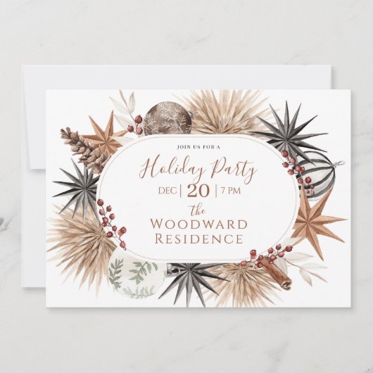 Invitation Fête de fin d'année aux botaniques séchées Boho (Devant)