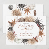 Invitation Fête de fin d'année aux botaniques séchées Boho (Devant / Derrière)
