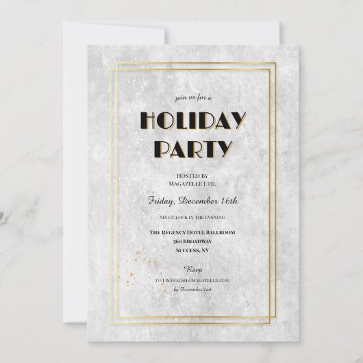 Invitation Fête de fin d'année avec cadres argent et or (Devant)