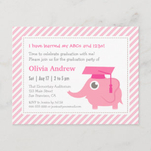 Invitation Fête de fin d'année de la maternelle Pink Elephant
