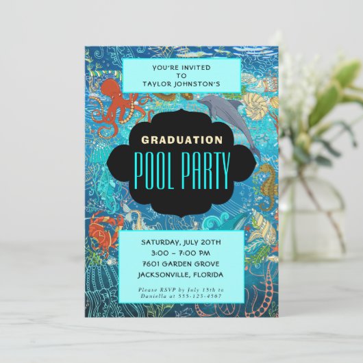 Invitation Fête de fin d'année de la vie marine Océanique Pis (Debout devant)