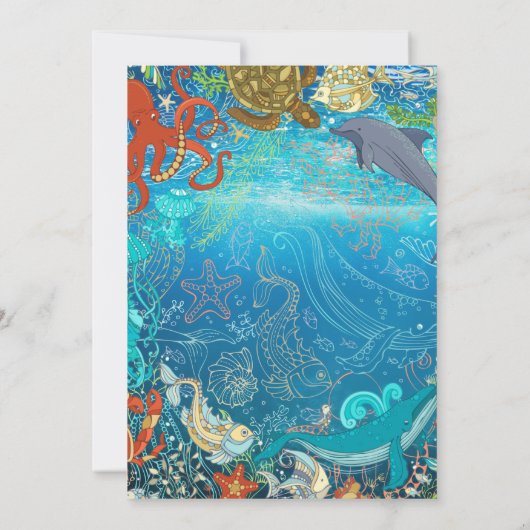 Invitation Fête de fin d'année de la vie marine Océanique Pis (Dos)