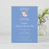 Invitation Fête de fin d'année de maternelle Licorne Bleue (Debout devant)