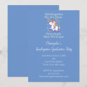 Invitation Fête de fin d'année de maternelle Licorne Bleue (Devant / Derrière)