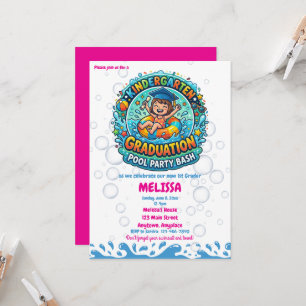 Invitation Fête de fin d'année de maternelle pour filles au b
