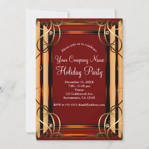 Invitation Fête de fin d'année d'entreprise de Red & Gold Ele