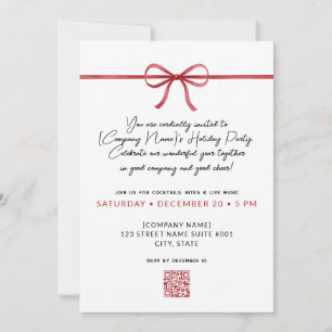 Invitation Fête de fin d'année entreprise Ruban Rouge Élégant