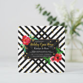 Invitation Fête de fin d'année Florale Noir et Blanc (Debout devant)