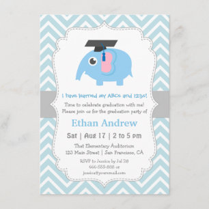 Invitation Fête de fin d'année maternelle Éléphants Mignons E