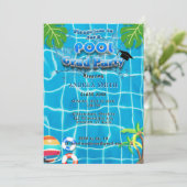 Invitation Fête de fin d'année Piscine Été Moderne Fun Tropic (Debout devant)