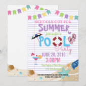 Invitation fête de fin d'année scolaire de piscine classe d'é (Devant / Derrière)