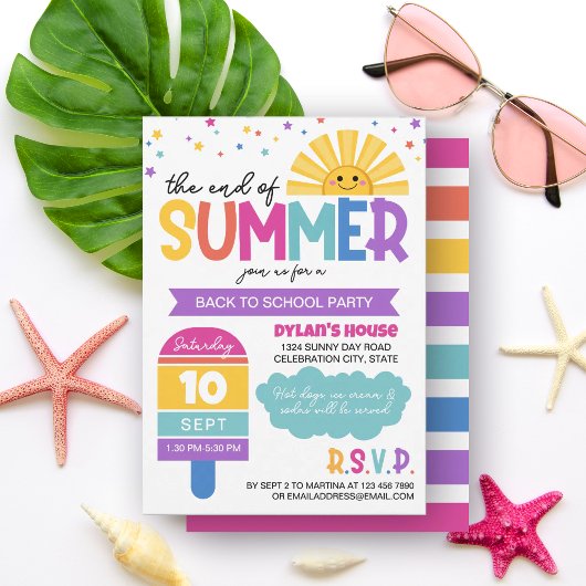Invitation Fête de fin d'été de rentrée des classes pour fill