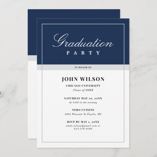 Invitation Fête de fin d'études (Devant / Derrière)