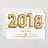 Invitation FÊTE DE FIN D'ÉTUDES 2018 Ballons dorés avec confe (Devant)