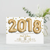 Invitation FÊTE DE FIN D'ÉTUDES 2018 Ballons dorés avec confe (Debout devant)