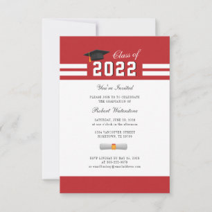 Invitation Fête de fin d'études 2024 Rouge Blanc Grad