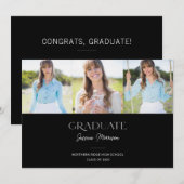 Invitation Fête de fin d'études 2025 diplômés Noir & Blanc 3- (Devant / Derrière)