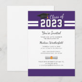 Invitation Fête de fin d'études 2026 Violette (Devant / Derrière)