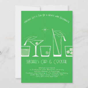 Invitation Fête de fin d'études à la casquette et au cocktail