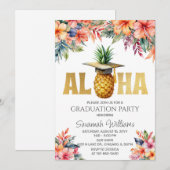 Invitation Fête de fin d'études Aloha (Devant / Derrière)