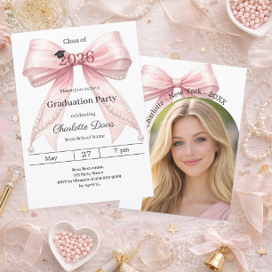 Invitation Fête de fin d'études arc rose photo arche promotio